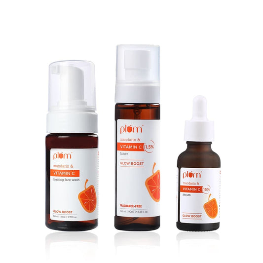 Vitamin C Glow Like A Pro Combo | Foaming Face Wash, Toner, Serum | Fights Hyperpigmentation | Improves Uneven Skin Tone | 100% Vegan | All Skin Types